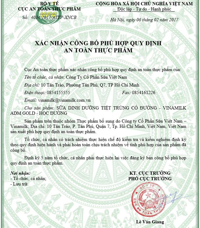Ảnh chụp màn hình bản xác nhận công bố hợp quy. Ảnh chụp màn hình bản xác nhận công bố hợp quy.