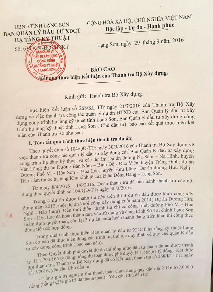 BQL Đầu tư xây dựng công trình hạ tầng kỹ thuật tỉnh Lạng Sơn sai phạm hơn chục tỷ đồng nhưng chỉ tổ chức kiểm điểm, rút kinh nghiệm. BQL Đầu tư xây dựng công trình hạ tầng kỹ thuật tỉnh Lạng Sơn sai phạm hơn chục tỷ đồng nhưng chỉ tổ chức kiểm điểm, rút kinh nghiệm.
