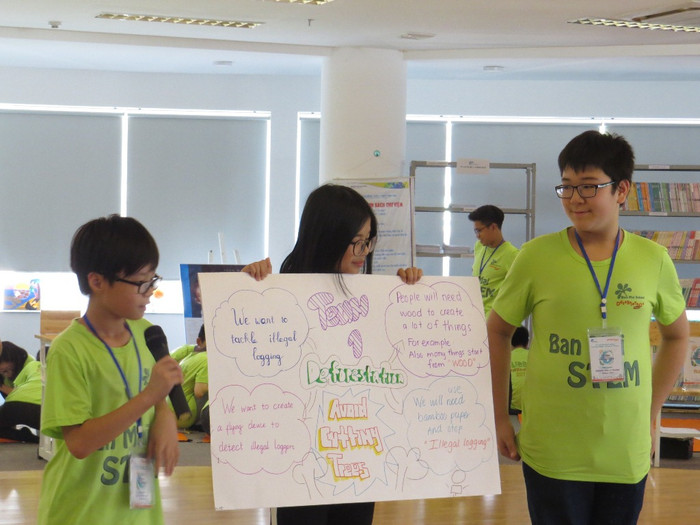 Các em thuyết minh về vấn đề. Ảnh: Nhà trường cung cấp Các em thuyết minh về vấn đề. Ảnh: Nhà trường cung cấp