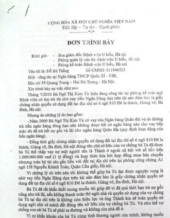 Ông Thắng xác nhận mình công tác tại Ngân hàng Quốc Tế-VIB, 59 Quang Trung, Hai Bà Trưng, Hà Nội.