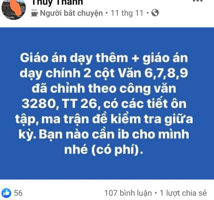 Giáo viên chào bán giáo án (Ảnh chụp từ màn hình) Giáo viên chào bán giáo án (Ảnh chụp từ màn hình)
