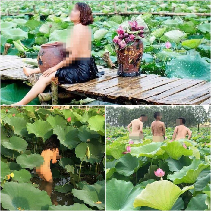 Những hình ảnh xấu xí bên hoa sen đang trở thành thứ văn hóa lố lăng, độc hại cho cộng đồng. (Ảnh tổng hợp từ mạng xã hội) Những hình ảnh xấu xí bên hoa sen đang trở thành thứ văn hóa lố lăng, độc hại cho cộng đồng. (Ảnh tổng hợp từ mạng xã hội)