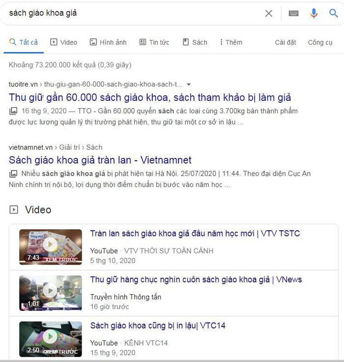 Ảnh chụp màn hình kết quả tìm kiếm trên Google. Ảnh chụp màn hình kết quả tìm kiếm trên Google.