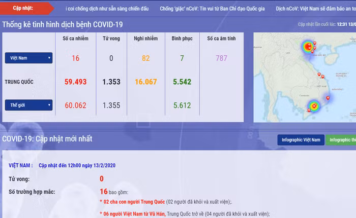 Cập nhật tình hình dịch bệnh Covid-19 tại trang web của Bộ Y tế. Ảnh chụp màn hình. Cập nhật tình hình dịch bệnh Covid-19 tại trang web của Bộ Y tế. Ảnh chụp màn hình.