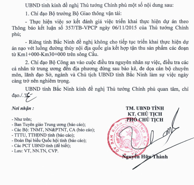 Văn bản khẳng định các cá nhân từ Trung ương đến địa phương đứng ra bảo kê, đe dọa các lãnh đạo Sở, ngành và Chủ tịch Ủy ban nhân dân tỉnh. Văn bản khẳng định các cá nhân từ Trung ương đến địa phương đứng ra bảo kê, đe dọa các lãnh đạo Sở, ngành và Chủ tịch Ủy ban nhân dân tỉnh.