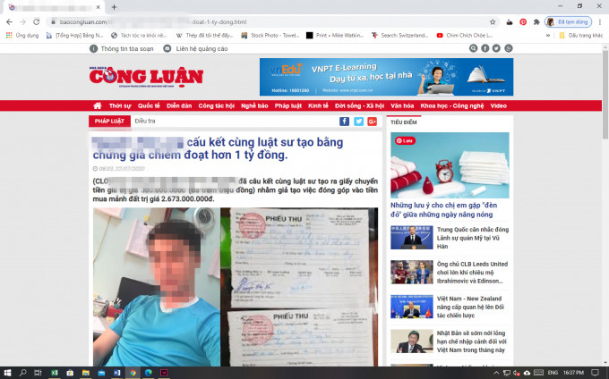 Báo Nhà báo và Công luận vừa qua đã phát hiện một trang giả mạo có tên miền baocongluan.com.