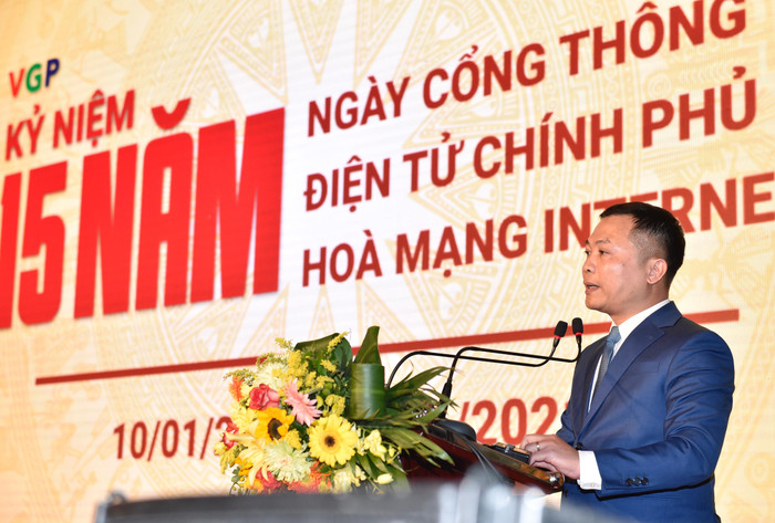 Tổng Giám đốc Cổng Thông tin điện tử Chính phủ, Tổng Biên tập Báo điện tử Chính phủ Nguyễn Hồng Sâm phát biểu. Ảnh: VGP