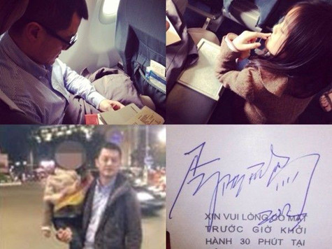 Cha con Lý Á Bằng trên máy bay đến Việt Nam. Ảnh: Ione.net