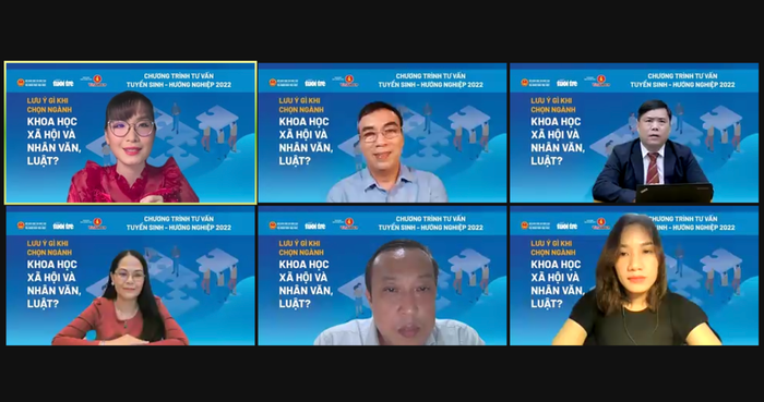Toàn cảnh Chương trình tư vấn trực tuyến tuyển sinh - hướng nghiệp 2022. (Ảnh: chụp màn hình) Toàn cảnh Chương trình tư vấn trực tuyến tuyển sinh - hướng nghiệp 2022. (Ảnh: chụp màn hình)