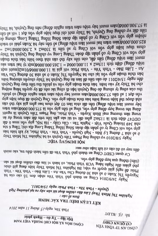 Kết luận điều tra của Cơ quan Cảnh sát điều tra Công an TP. Vĩnh Yên, Vĩnh Phúc.