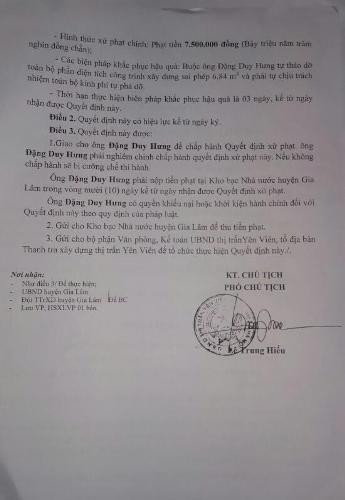 Quyết định xử phạt đối với chủ đầu tư là ông Đặng Duy Hưng Quyết định xử phạt đối với chủ đầu tư là ông Đặng Duy Hưng