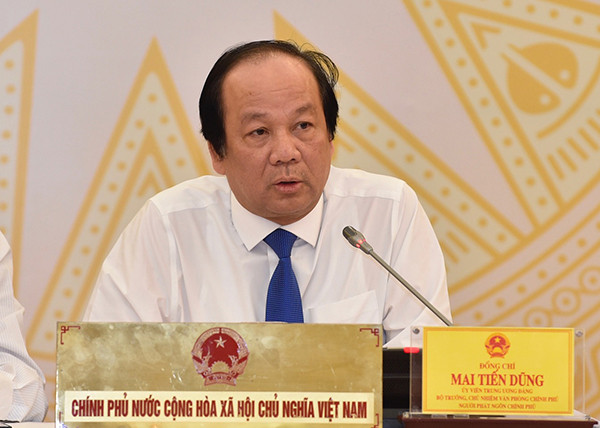 Bộ trưởng, Chủ nhiệm Văn phòng Chính phủ Mai Tiến Dũng. (Ảnh: Nhật Bắc/VGP) Bộ trưởng, Chủ nhiệm Văn phòng Chính phủ Mai Tiến Dũng. (Ảnh: Nhật Bắc/VGP)
