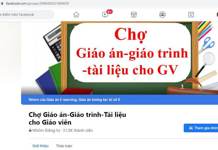 Chợ giáo án, một nhóm kín có 31.900 thành viên, hình ảnh chỉ mang tính chất minh họa.