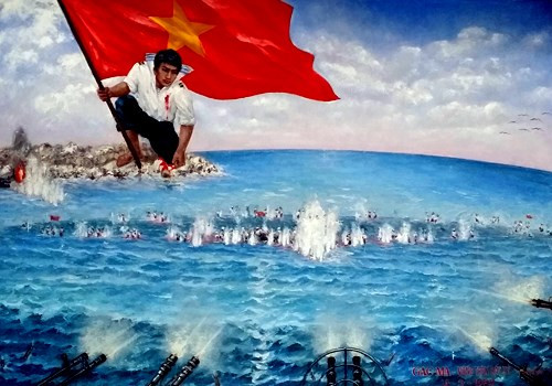 Bài học Hoàng Sa 1974, Gạc Ma 1988 luôn luôn nóng hổi, day dứt trong lòng người Việt Nam. Bức tranh "Vòng tròn bất tử Gạc Ma" của họa sỹ Bùi Lệ Trang. Bài học Hoàng Sa 1974, Gạc Ma 1988 luôn luôn nóng hổi, day dứt trong lòng người Việt Nam. Bức tranh "Vòng tròn bất tử Gạc Ma" của họa sỹ Bùi Lệ Trang.