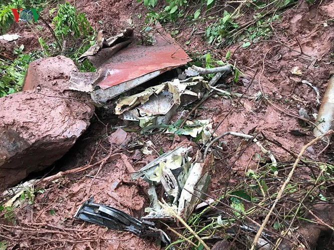 Hiện trường vụ rơi máy bay. (Ảnh: VOV)