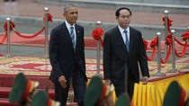 Chủ tịch nước Trần Đại Quang và Tổng thống Hoa Kỳ Barack Obama tại Hà Nội, ảnh: BBC.