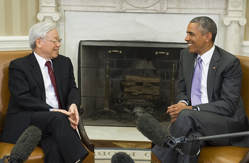 Tổng bí thư Nguyễn Phú Trọng thăm chính thức Hoa Kỳ năm ngoái, ảnh: AP. Tổng bí thư Nguyễn Phú Trọng thăm chính thức Hoa Kỳ năm ngoái, ảnh: AP.