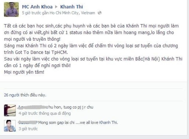 Chia sẻ của MC Anh Khoa - người quản lý hiện tại của Khánh Thi về việc nữ kiện tướng dancesport mất tích.