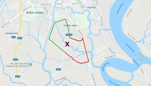 Sơ đồ điều tiết phương tiện lưu thông tránh cầu Long Kiển bị sập. (Ảnh: Đ.Q) - Đường màu đỏ, hướng đi của phương tiện từ huyện Cần Giuộc (tỉnh Long An) về quận 7 (thành phố Hồ Chí Minh). - Đường màu xanh lá, hướng đi của phương tiện từ quận 7 về huyện Cần Giuộc. - Dấu (X) vị trí cầu Long Kiển bị sập nhịp thông thuyền. Sơ đồ điều tiết phương tiện lưu thông tránh cầu Long Kiển bị sập. (Ảnh: Đ.Q) - Đường màu đỏ, hướng đi của phương tiện từ huyện Cần Giuộc (tỉnh Long An) về quận 7 (thành phố Hồ Chí Minh). - Đường màu xanh lá, hướng đi của phương tiện từ quận 7 về huyện Cần Giuộc. - Dấu (X) vị trí cầu Long Kiển bị sập nhịp thông thuyền.