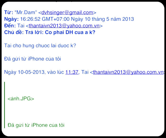 Chiều ngày 10/5, Mr Đàm nhận được một lá mail của một người tên Tài, hỏi: "Có phải đồng hồ của Đàm Vĩnh Hưng không?", kèm theo hình ảnh chiếc đồng hồ Catier quen thuộc. Mr Đàm đã trả lời: "Tài có cho Hưng chuộc lại được không?". Khi bị mất chiếc đồng hồ, Mr Đàm đã viết một thư ngỏ, để cả địa chỉ mail của mình, hy vọng có ai đó nhặt được cái đồng hồ thì liên lạc với anh...