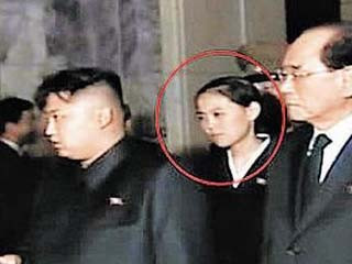 Kim Yo-jung, em gái Kim Jong-un (khoanh tròn đỏ). Kim Yo-jung, em gái Kim Jong-un (khoanh tròn đỏ).