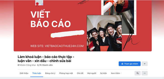 Nhóm làm khóa luận - báo cáo thực tập - luận văn - xin dấu - chỉnh sửa bài với 6.700 thành viên tham gia. (Ảnh: chụp màn hình) Nhóm làm khóa luận - báo cáo thực tập - luận văn - xin dấu - chỉnh sửa bài với 6.700 thành viên tham gia. (Ảnh: chụp màn hình)