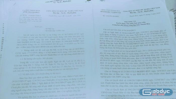 Nhiều văn bản từ Sở Giáo dục và Đào tạo Thanh Hóa phát ra nhưng Hội đồng tuyển dụng giáo viên trung học phổ thông năm 2020 vẫn ưu tiên tuyển dụng thí sinh H.T.H không đúng quy định. Ảnh: LC Nhiều văn bản từ Sở Giáo dục và Đào tạo Thanh Hóa phát ra nhưng Hội đồng tuyển dụng giáo viên trung học phổ thông năm 2020 vẫn ưu tiên tuyển dụng thí sinh H.T.H không đúng quy định. Ảnh: LC