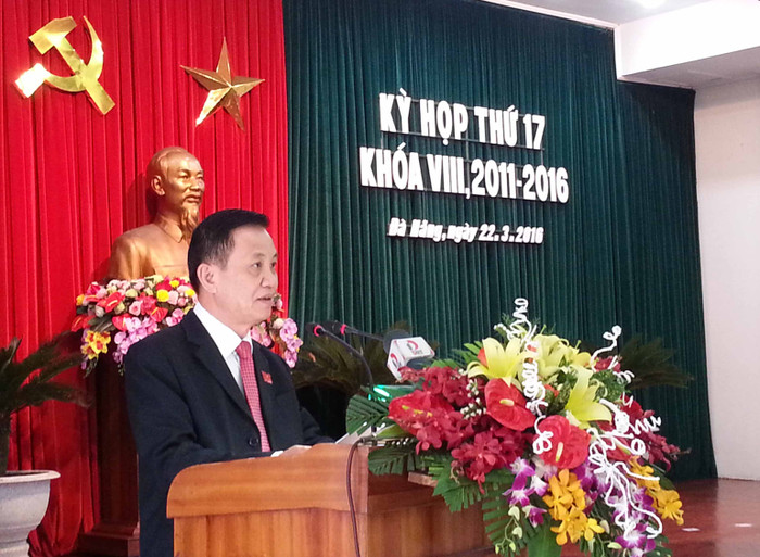 Chủ tịch HĐND TP Đà Nẵng Trần Thọ phát biểu tại kỳ họp. Ảnh T.L Chủ tịch HĐND TP Đà Nẵng Trần Thọ phát biểu tại kỳ họp. Ảnh T.L