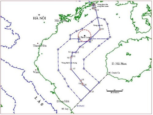 Sơ đồ vùng đánh cá chung,vùng quá độ. Nguồn: Vụ Luật pháp và Điều ước quốc tế - Bộ Ngoại giao.
