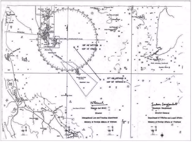 Hiệp định phân định biển giữa Việt Nam và Thái Lan ký ngày 9-8-1997.