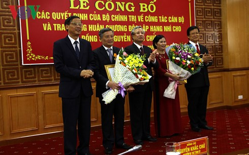 Lễ công bố các quyết định của Bộ Chính trị về công tác cán bộ. (Ảnh: VOV) Lễ công bố các quyết định của Bộ Chính trị về công tác cán bộ. (Ảnh: VOV)