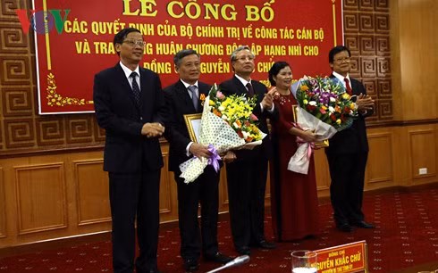 Lễ công bố các quyết định của Bộ Chính trị về công tác cán bộ. (Ảnh: VOV)
