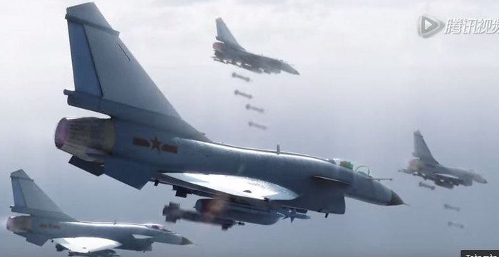 Ảnh cắt từ clip đoạn video tuyên truyền chiến tranh cướp đảo mà Trung Quốc tiến hành đang lan tràn trên mạng internet.