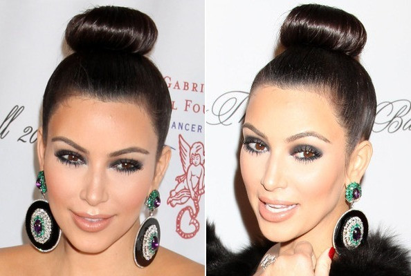 Kim Kardashian chọn kiểu tóc búi cao trên đỉnh đầu kết hợp với khuyên tai hình tròn to bản,với mái tóc này và trang điểm đậm đôi mắt trông cô nàng thật nổi bật khi đi dự tiệc. Kim Kardashian chọn kiểu tóc búi cao trên đỉnh đầu kết hợp với khuyên tai hình tròn to bản,với mái tóc này và trang điểm đậm đôi mắt trông cô nàng thật nổi bật khi đi dự tiệc.