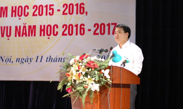 Ông Nguyễn Đức Chung phát biểu chỉ đạo tại Hội nghị tổng kết năm học 2015-2016, ảnh: Tạp chí Giáo dục Thủ đô. Ông Nguyễn Đức Chung phát biểu chỉ đạo tại Hội nghị tổng kết năm học 2015-2016, ảnh: Tạp chí Giáo dục Thủ đô.