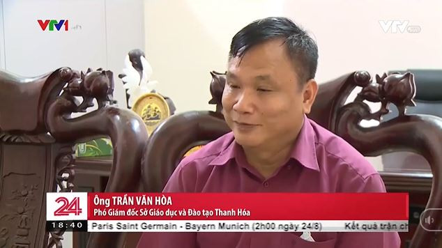 Thầy Trần Văn Hòa trả lời phỏng vấn VTV, ảnh chụp màn hình. Thầy Trần Văn Hòa trả lời phỏng vấn VTV, ảnh chụp màn hình.