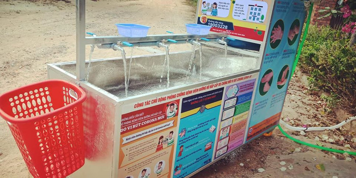 Cấu tạo của chiếc xe rửa tay di động. Ảnh nhân vật cung cấp Cấu tạo của chiếc xe rửa tay di động. Ảnh nhân vật cung cấp