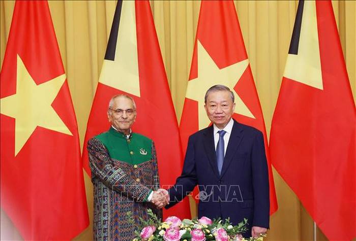 Chủ tịch nước Tô Lâm hội đàm với Tổng thống Timor-Leste Jose Ramos-Horta. Ảnh: TTXVN vnapotalchutichnuoctolamhoidamvoitongthongtimor-lestestand-1-17224816952731453499678.jpg