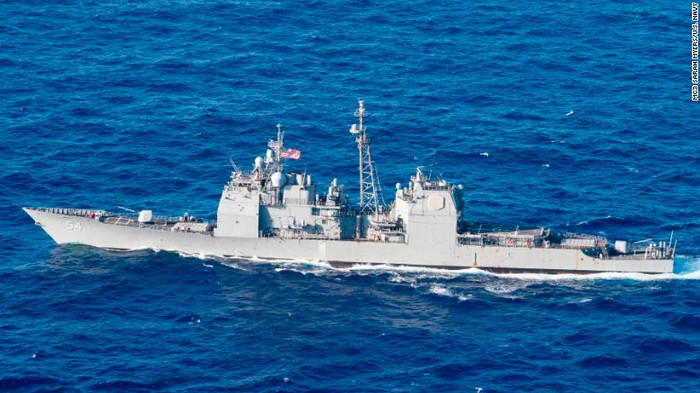 Tàu tuần dương USS Antietam, Hoa Kỳ, ảnh: CNN. Tàu tuần dương USS Antietam, Hoa Kỳ, ảnh: CNN.