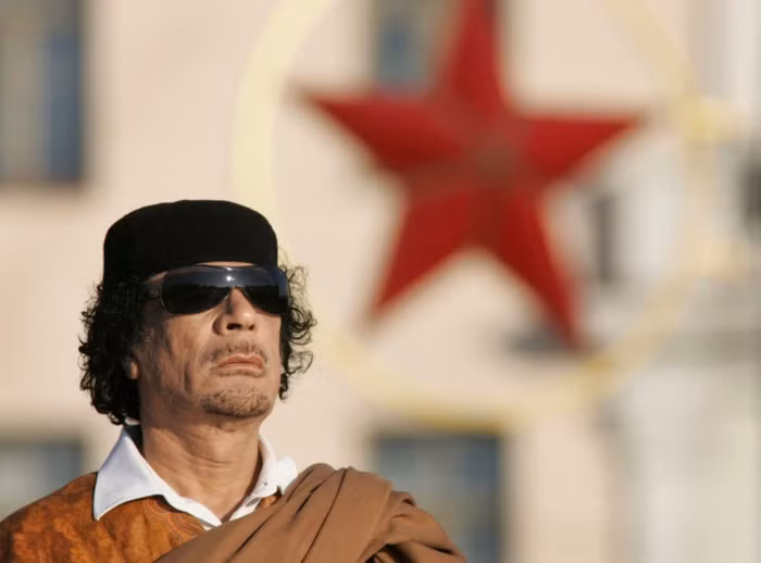 Tổng thống Libya, Đại tá Moammar Gaddafi tại thủ đô của Belarus ngày 3/11/2018, ảnh: AP.