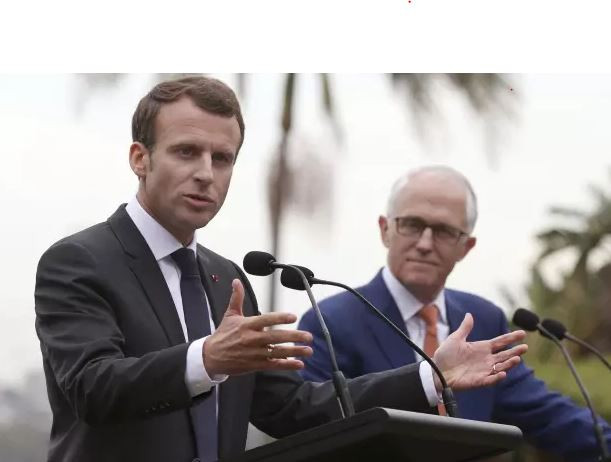 Tổng thống Pháp Emmanuel Macron và Thủ tướng Australia, Malcolm Turnbull, ảnh: AP. Tổng thống Pháp Emmanuel Macron và Thủ tướng Australia, Malcolm Turnbull, ảnh: AP.