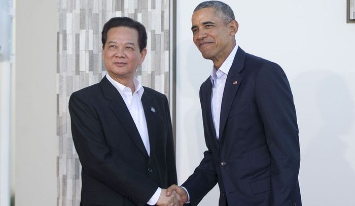 Tổng thống Mỹ Barack Obama và Thủ tướng Nguyễn Tấn Dũng tại Sunnylands, California. Ảnh: AP. Tổng thống Mỹ Barack Obama và Thủ tướng Nguyễn Tấn Dũng tại Sunnylands, California. Ảnh: AP.