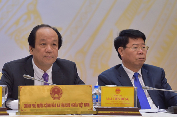 Bộ trưởng Mai Tiến Dũng chủ trì buổi họp báo. Ảnh: VGP/Nhật Bắc