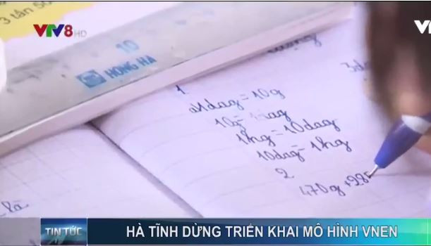 Ảnh chụp màn hình bản tin của VTV về việc Hà Tĩnh dừng triển khai VNEN trong năm học tới, nguồn: VTV.vn. Ảnh chụp màn hình bản tin của VTV về việc Hà Tĩnh dừng triển khai VNEN trong năm học tới, nguồn: VTV.vn.