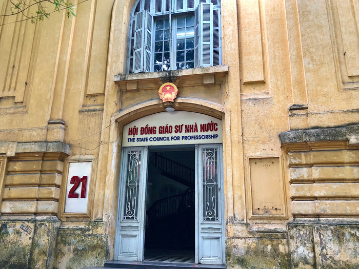 Văn phòng Hội đồng Giáo sư nhà nước, số 21 Lê Thánh Tông, Phường Phan Chu Trinh, Quận Hoàn Kiếm, Hà Nội. Ảnh: DN Văn phòng Hội đồng Giáo sư nhà nước, số 21 Lê Thánh Tông, Phường Phan Chu Trinh, Quận Hoàn Kiếm, Hà Nội. Ảnh: DN