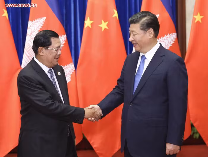 Thủ tướng Campuchia Hun Sen và Chủ tịch Trung Quốc Tập Cận Bình. Ảnh: Tân Hoa Xã. Thủ tướng Campuchia Hun Sen và Chủ tịch Trung Quốc Tập Cận Bình. Ảnh: Tân Hoa Xã.