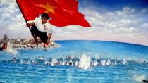 Bức tranh "Vòng tròn bất tử Gạc Ma" của họa sĩ Bùi Lệ Trang nhắc nhở chúng ta về chủ quyền và những hy sinh đầy bi tráng của cha anh. Bức tranh "Vòng tròn bất tử Gạc Ma" của họa sĩ Bùi Lệ Trang nhắc nhở chúng ta về chủ quyền và những hy sinh đầy bi tráng của cha anh.