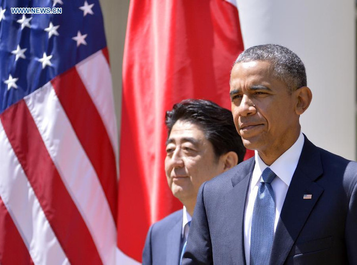 Thủ tướng Shinzo Abe và Tổng thống Barack Obama, ảnh: Tân Hoa Xã. Thủ tướng Shinzo Abe và Tổng thống Barack Obama, ảnh: Tân Hoa Xã.