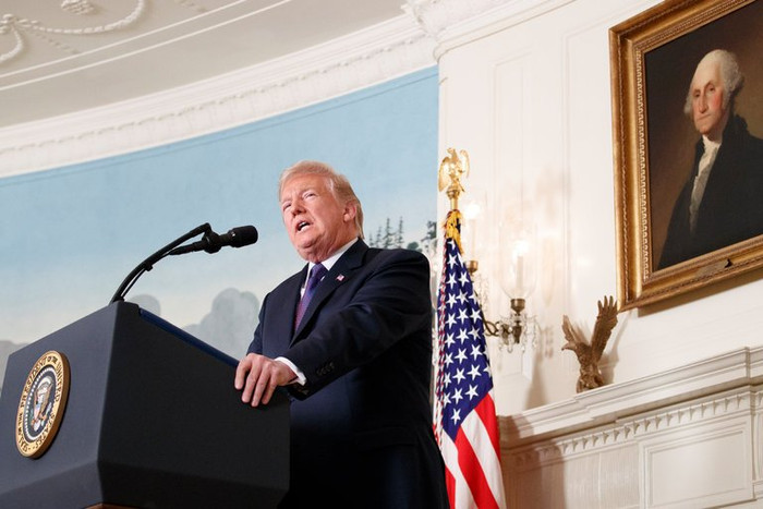 Tổng thống Hoa Kỳ Donald Trump tuyên bố tấn công Syria từ Nhà Trắng, ảnh: Tom Brenner / The New York Times. Tổng thống Hoa Kỳ Donald Trump tuyên bố tấn công Syria từ Nhà Trắng, ảnh: Tom Brenner / The New York Times.