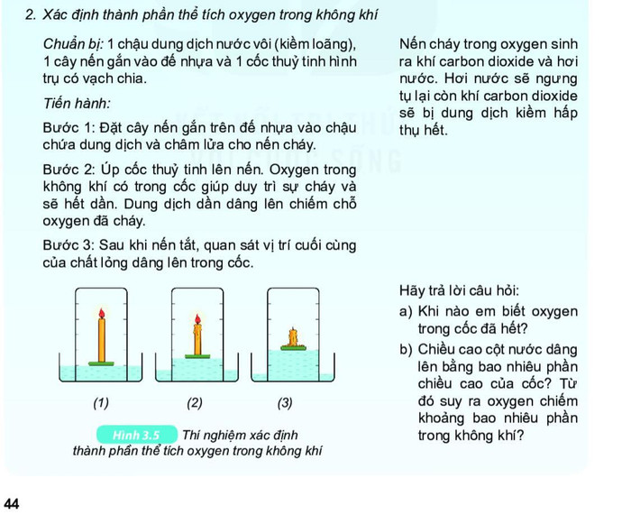 Thí nghiệm oxygen, ảnh NVCC.
